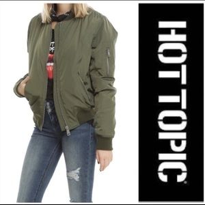 Hot Topic Olive Green Bomber Jacket